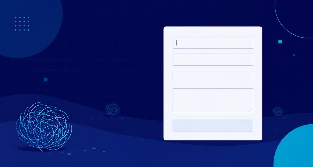 Un modulo web vuoto con particelle di polvere che volano via.